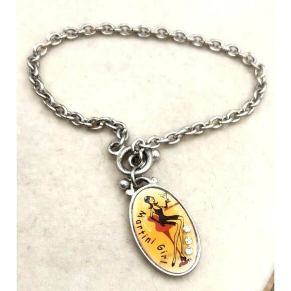 Martini Girl Charm Bracelet With Toggle Clasp - Picture 1 of 3